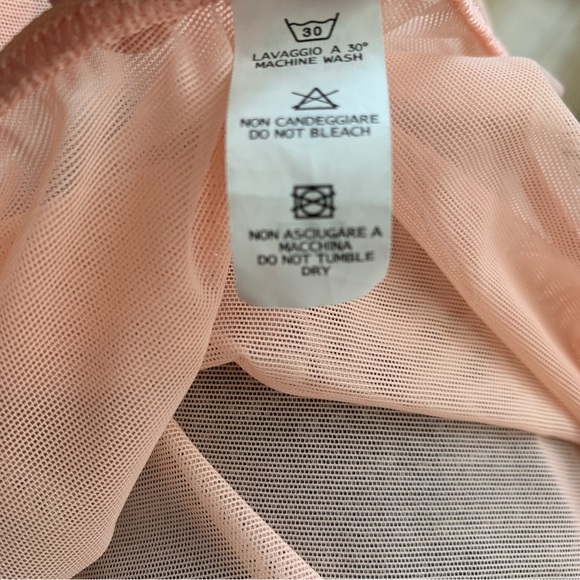 LA PERLA Peach Mesh & Lace Slip Negligee Chemise - Picture 9 of 11